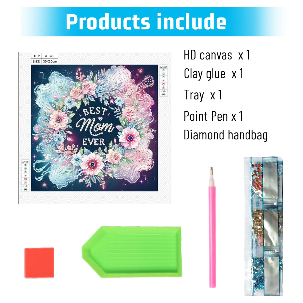 DIY Flowers Diamond Art Painting Kits for Adults,5D Special Shape Crystal Rhinestone Diamond Art Kits for Beginners