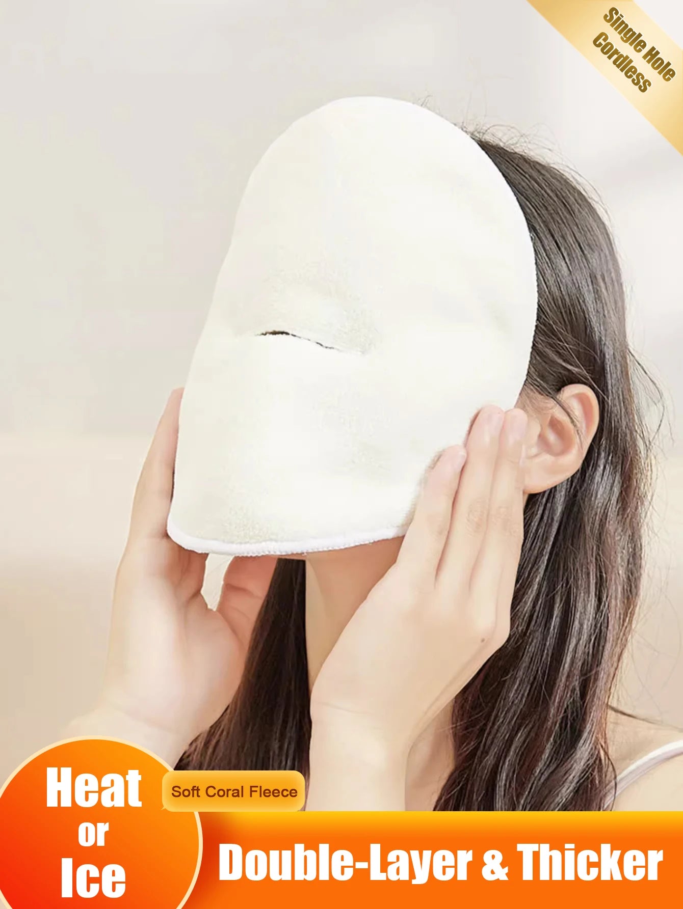 2-Piece Hot And Cold Compress Mask Set with & without Holes Heated Steaming Face Towel for Facial Eye Relief Skin Care Beauty
