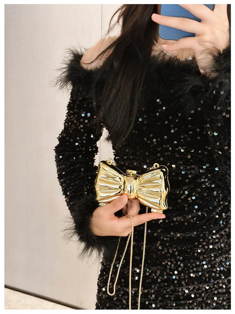 Purses and Handbag Luxury Designer Shoulder Bags Funny Shape Party Wedding Round Acrylic Shiny Clutch Purse Golden Evening Bag