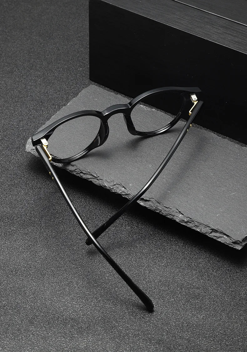 K-Style of Retro Literary Small Round Frame Tr90 Pin Glasses Frame for Men and Women Anti-Blue Light Glasses