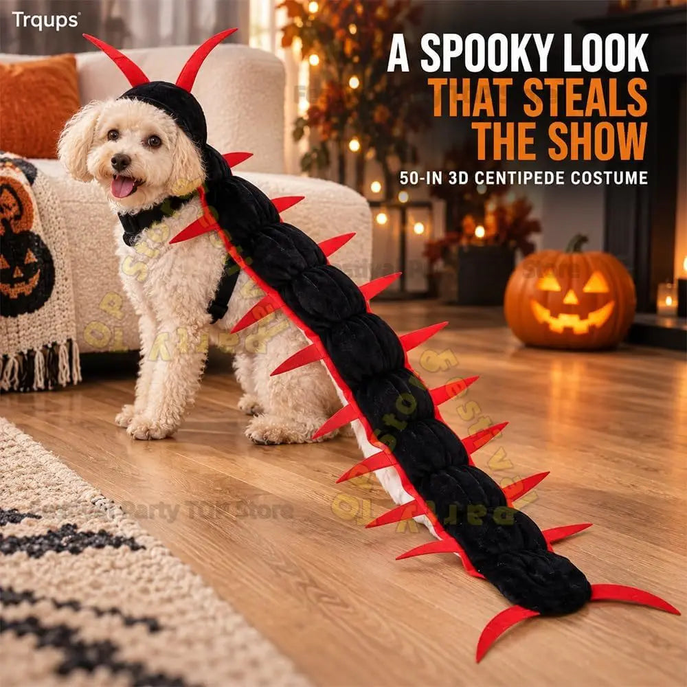 Halloween Centipede Pet Costumes for Cat & Dog 50'' 3D Cosplay Clothes,Halloween Themed Pet Wear Photo Prop for Outdoor
