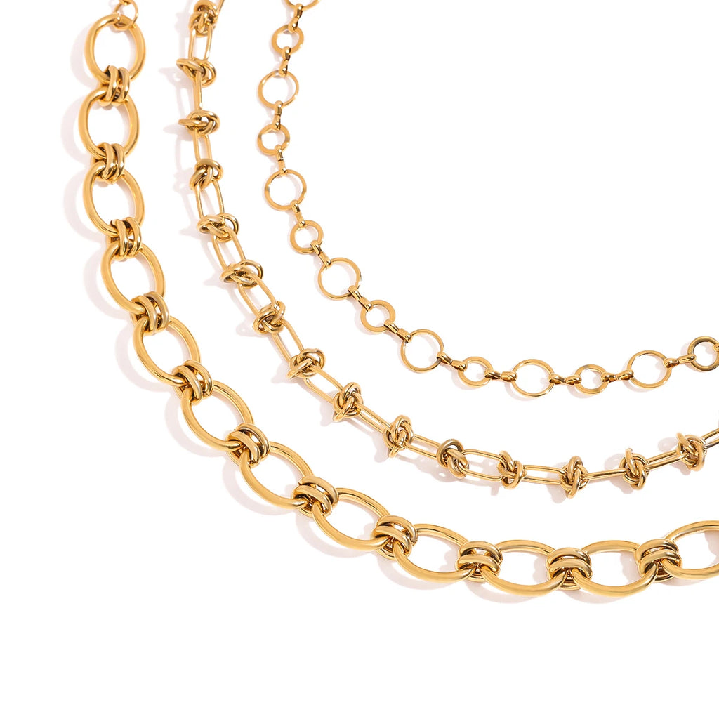 Youthway New Design DIY Chain Necklace 18K Gold Plated Stainless Steel Metal Knot Chain Hollow Necklace Accessories Gift For Her