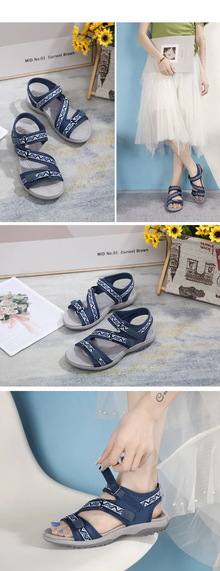 New Sandals Shoes Women Soft Sandals Lady Slip on Open Toe Walking Shoes Mother  Casual Footwear
