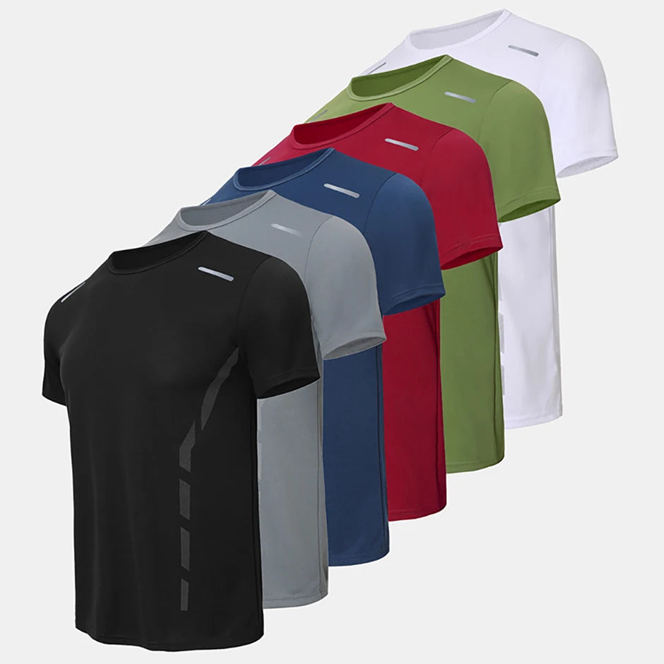 1/4 Uds Camiseta Holgada de Verano para Hombre, Estampada, de Secado Rápido, Manga Corta, Juvenil, Informal, Deportiva, Fitness, Transpirable, para Mediana Edad