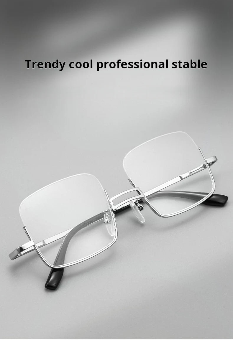 TFTB New Men's and Women's Snooker Billiards Glasses Frame Ultra Light Fashion Large Size Spring Leg Square Half Eyeglasses T002