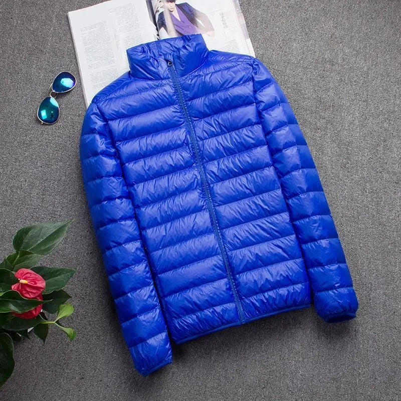 New Men Thin Down Jacket White Duck Down Ultralight Jackets Men's Autumn And Winter Warm Coats Portable Outwear