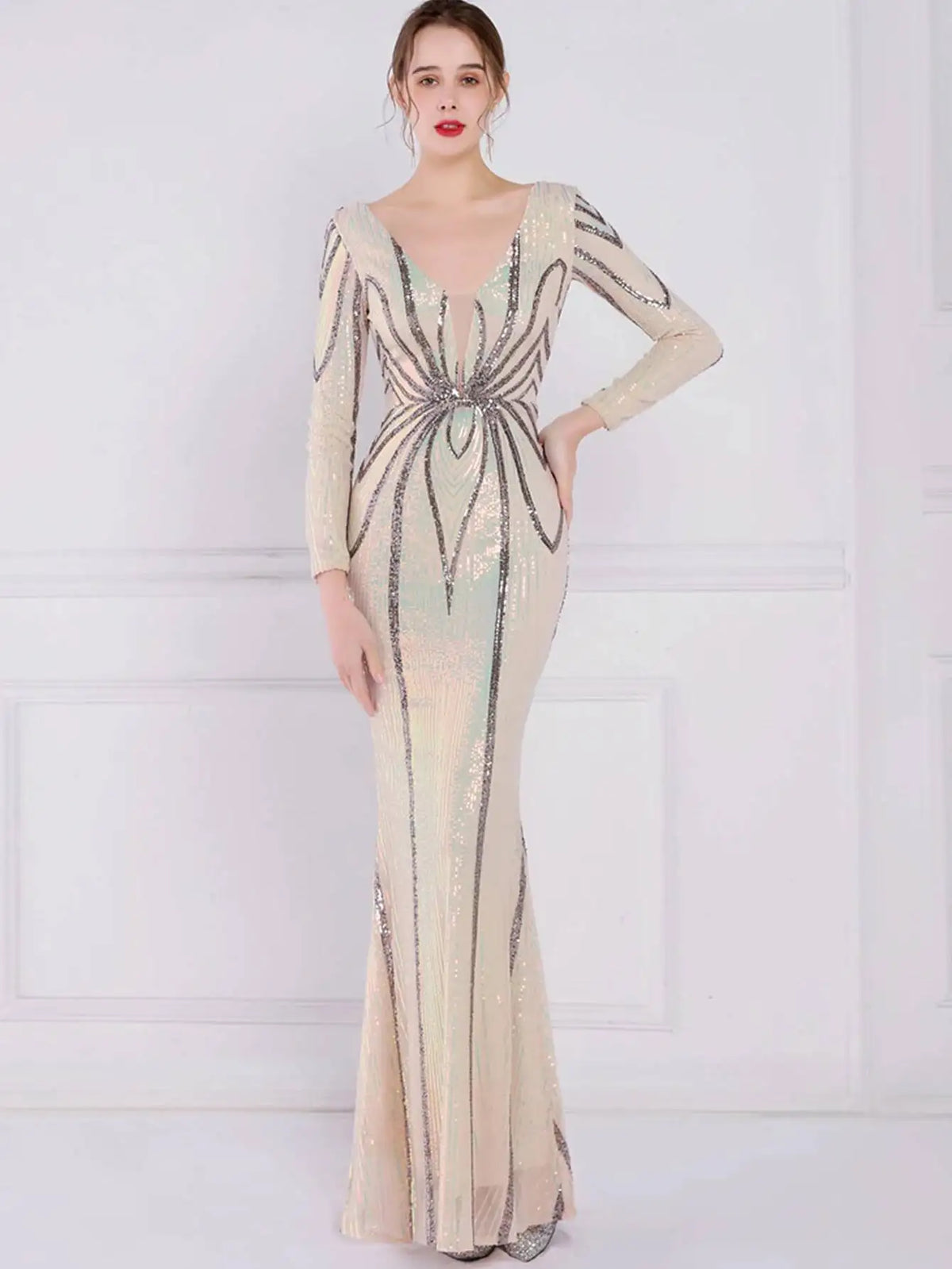 Sexy long sleeve birthday evening dresses for women 2026 elegant luxury wedding party dress vintage maxi sequin dress vestidos