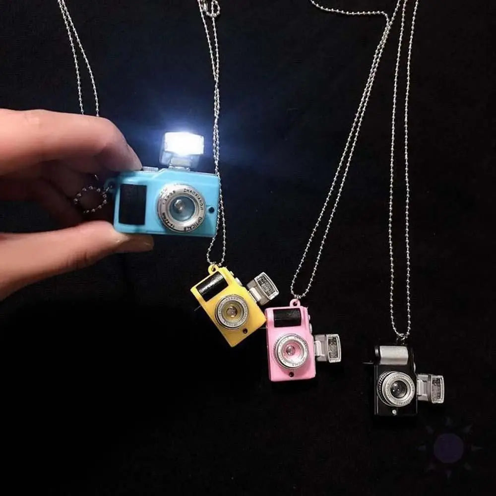 Couple Models Unisex Flash Camera Men Luminous Sweater Chain Music Pendant Fashion Jewelry Necklace