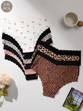 10pcs Women Seamless Wavy Edge Comfortable Soft Sexy Triangle Panties