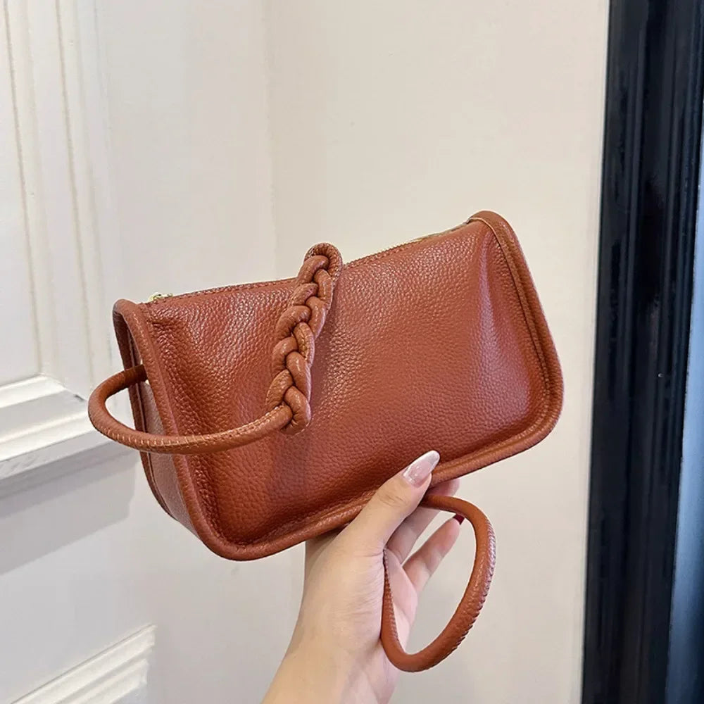100%Real Cowhide Genuine Leather Fashion Women Crossbody Bag For Ladies New High Capacity Shoulder Bag Handbag Female Purse 2025