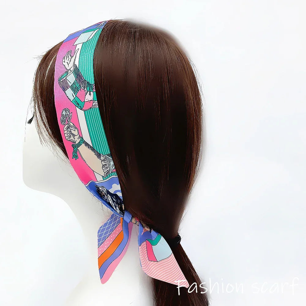 Korean Fashion New Women's Twill Decorative Ribbon Small Scarf Binding Bag Handle Ribbon Hair Band Small Scarf Headband Lion
