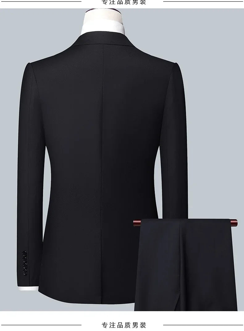 Suit Boutique Men's Fashion Business (Blazer+ Vest + Trousers) Gentleman's Wedding Casual Professional Formal Suit 3 Piece M-6XL