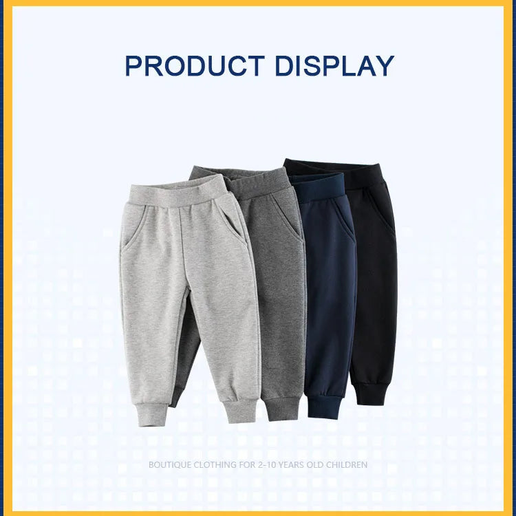 Pantalones de chándal gruesos y cálidos de felpa de invierno para bebé niño de 2 a 8 años, pantalones deportivos para niños pequeños
