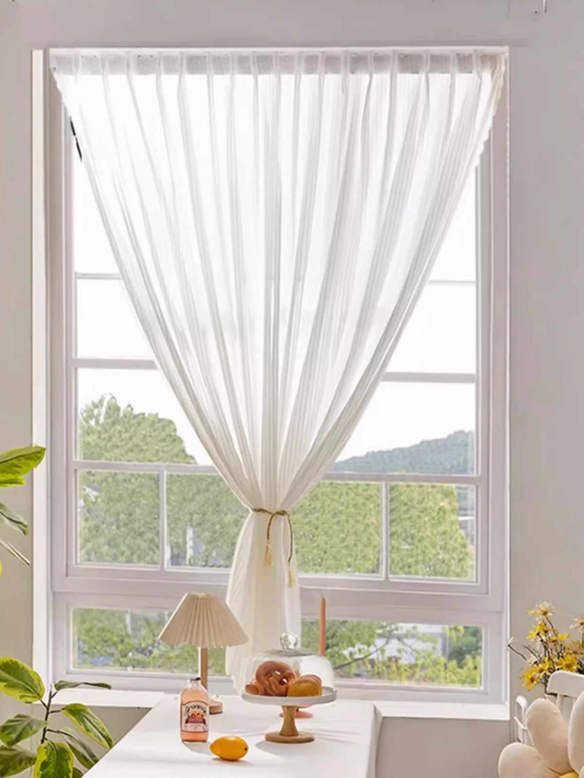 INS Korean French White  non-perforated Curtains Sunscreen self-adhesive for Bookshelf curtain room hook and loop fastener