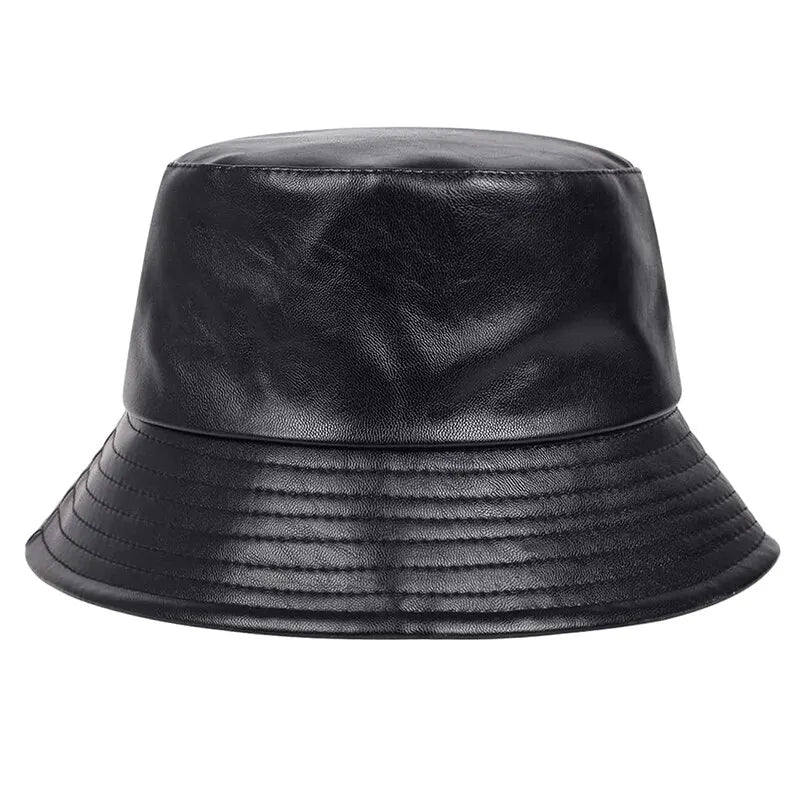 Unisex N86 Label Persönlichkeit PU Leder Fischerhüte Mützen Outdoor Freizeitkappe Sonnenhut