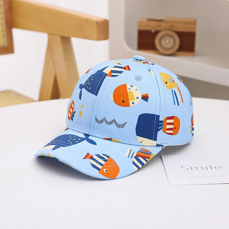 Summer Baby Snapback Hat Cartoon Baby Girls and Boys Visor Cap Outdoor Children Baseball Cap Toddler Sun Hats for Kids