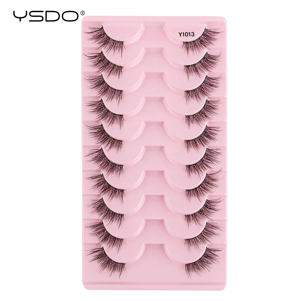 YSDO Halb-Wimpern 5/7/10 Paare Nerzwimpern Natürliche Falsche Wimpernverlängerung Make-up Wispy Katzenwimpern Künstliche Wimpern Maquiagem Cilios