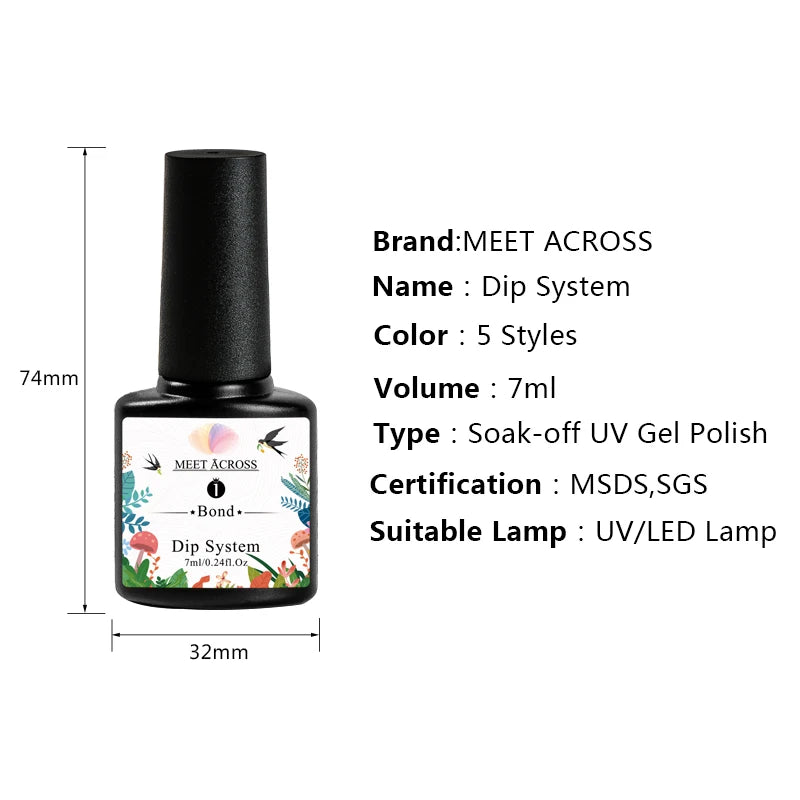 1/5PCS 7ml Dipping Nail Powder System Liquid Kit Set with Base,Activator,Top,Brush Saver Clear Nail Art Manicure Gel Polish