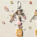 Bear biscuit keychain cute beaded bow key ring accessories gift