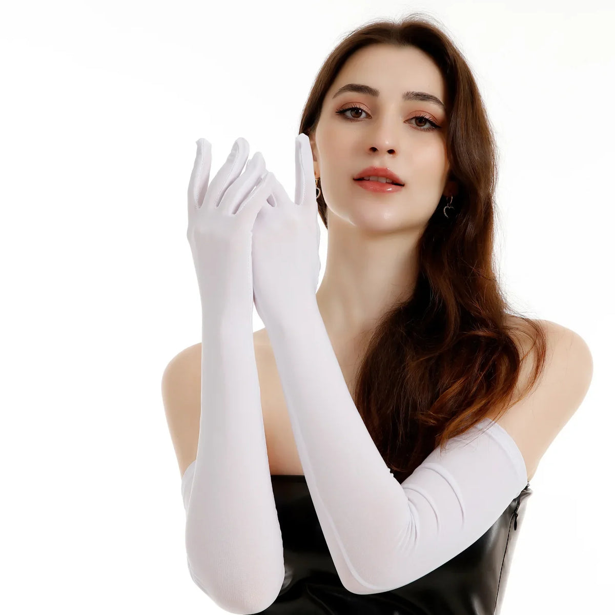 Women's Extended Stretch Milk Silk Gloves Summer Sunscreen Thin Driver Dance Performance Wedding Dress Hands Lady Mittens NV31