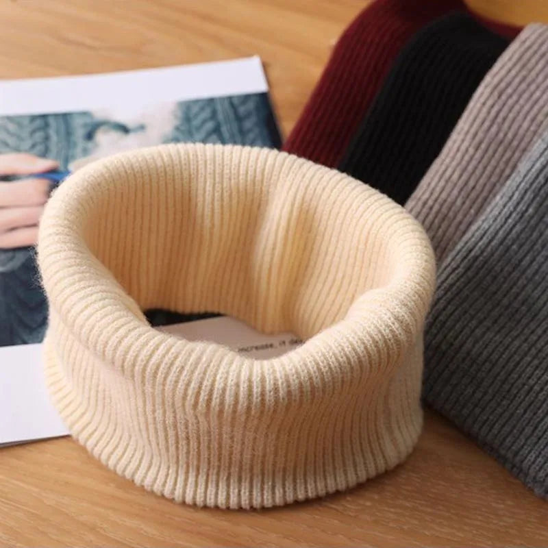 Men's Women's Winter Warm Cashmere Scarf Outdoor Sports Windproof Neck Protect Elastic Thick Wool Knit Snood Female Fake Collar