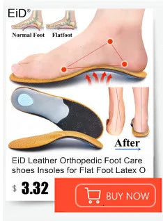 EiD 3/4 Leder orthopädische Schuheinlagen für Plattfüße Fußgewölbestütze orthopädische Schuheinlegesohle Einlegesohlen für Herren und Damen Fußpflege