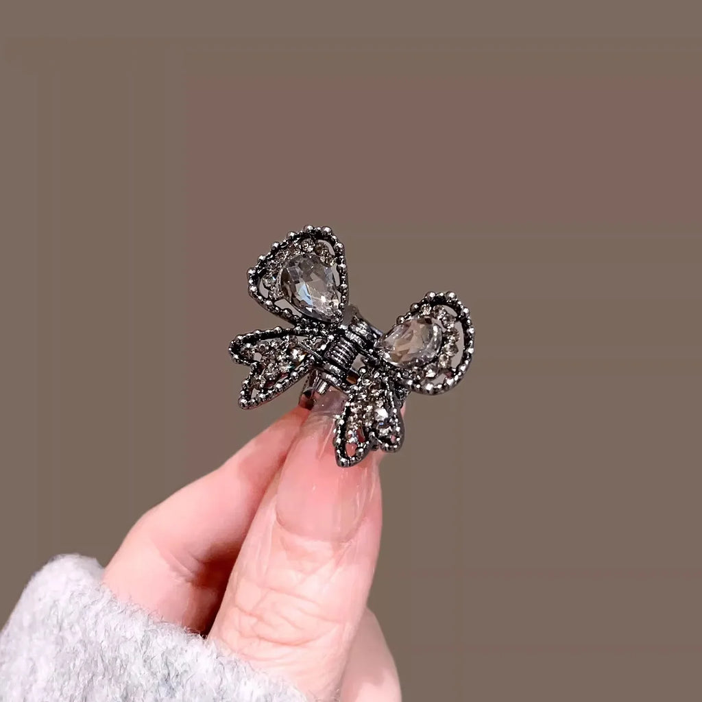Exquisite Crystal Rhinestone Butterfly Hair Clip Cute Mini Hair Claw High-end Side Bangs Clip Women's Korean Hair Accessories