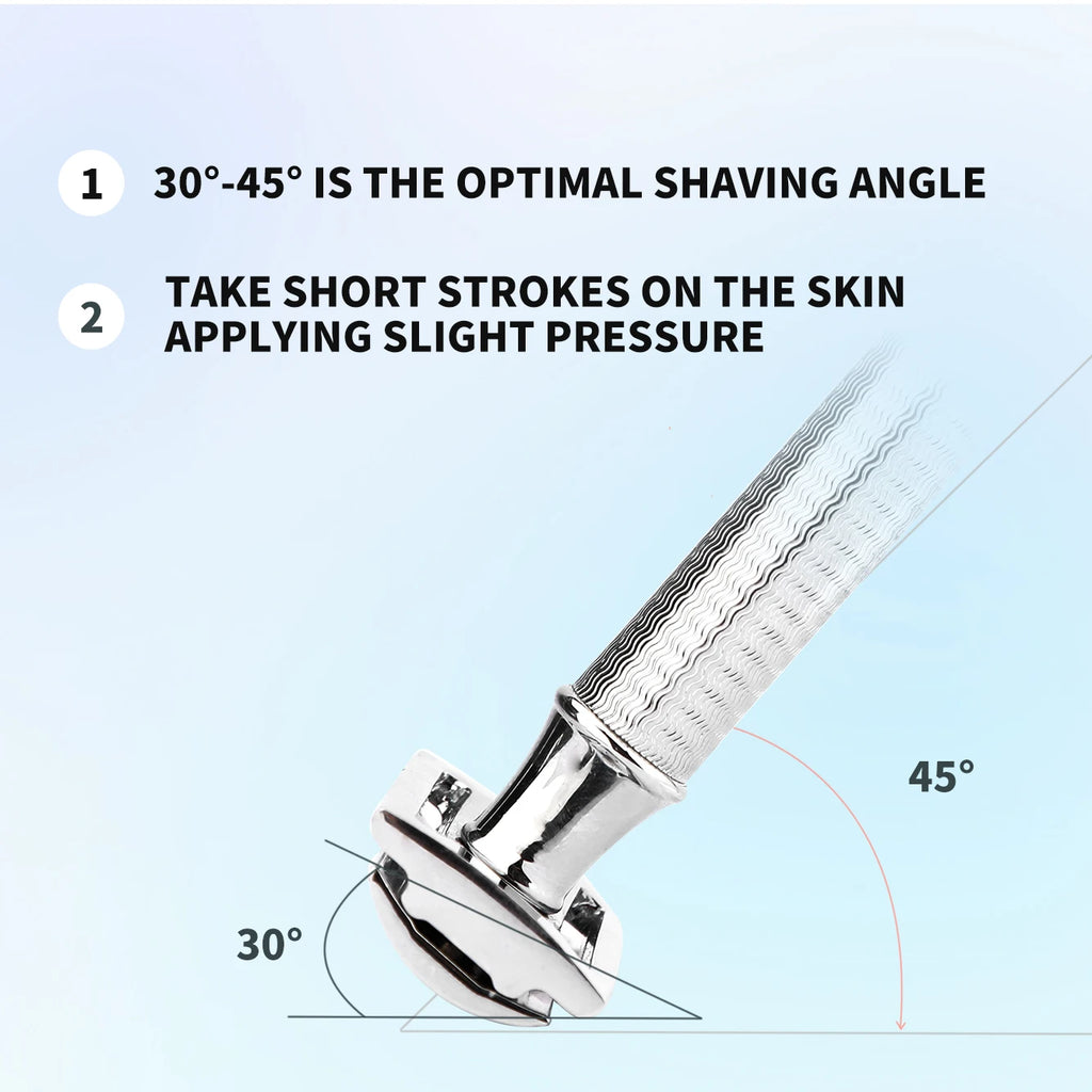 BAILI Double Edge Safety Razor Stainless Steel Wet Shave for Men Women Barber with 5 Platinum Blades Poseidon BRB1-SI