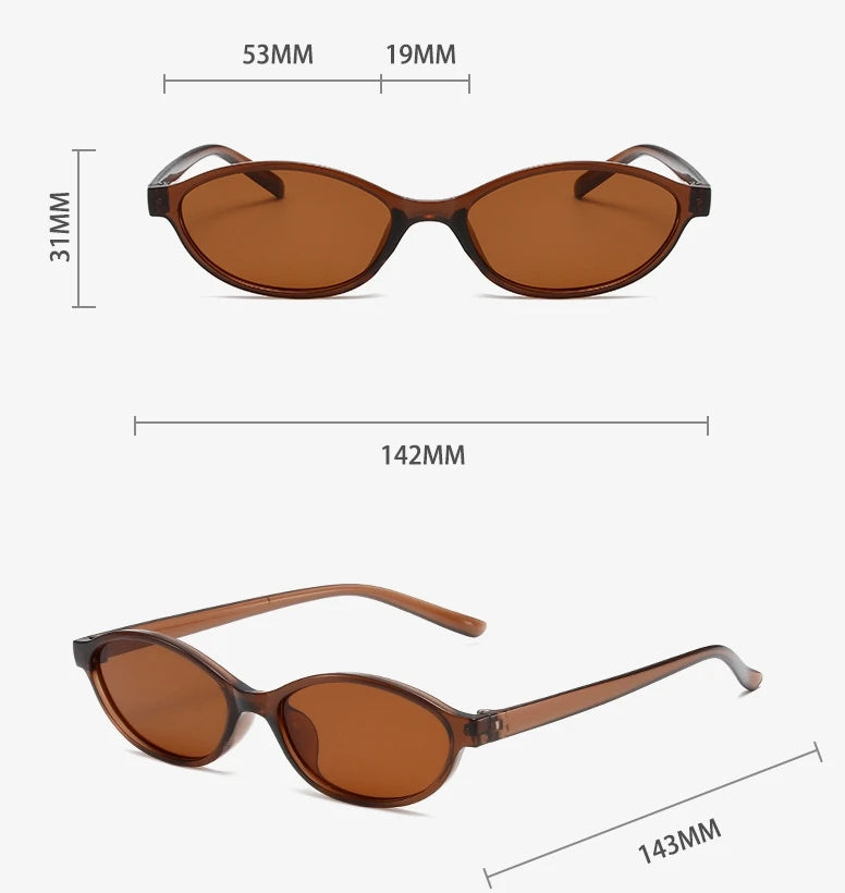 Sexy Small Oval Women's Sunglasses 2024 New Fashion Black Brown Sun Glasses Ladies Shades Trends Summer Unique Eyewear Men