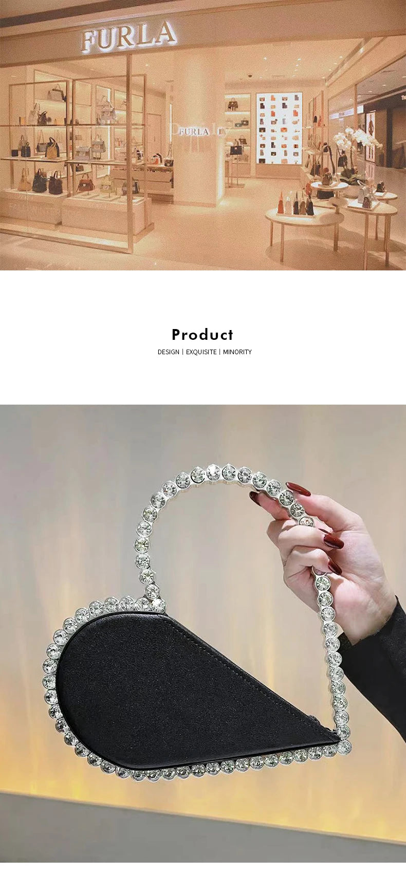 Mini Heart Shape Evening Bag Trendy Wedding Clutch Purse Women's Elegant Handbags For Party Prom