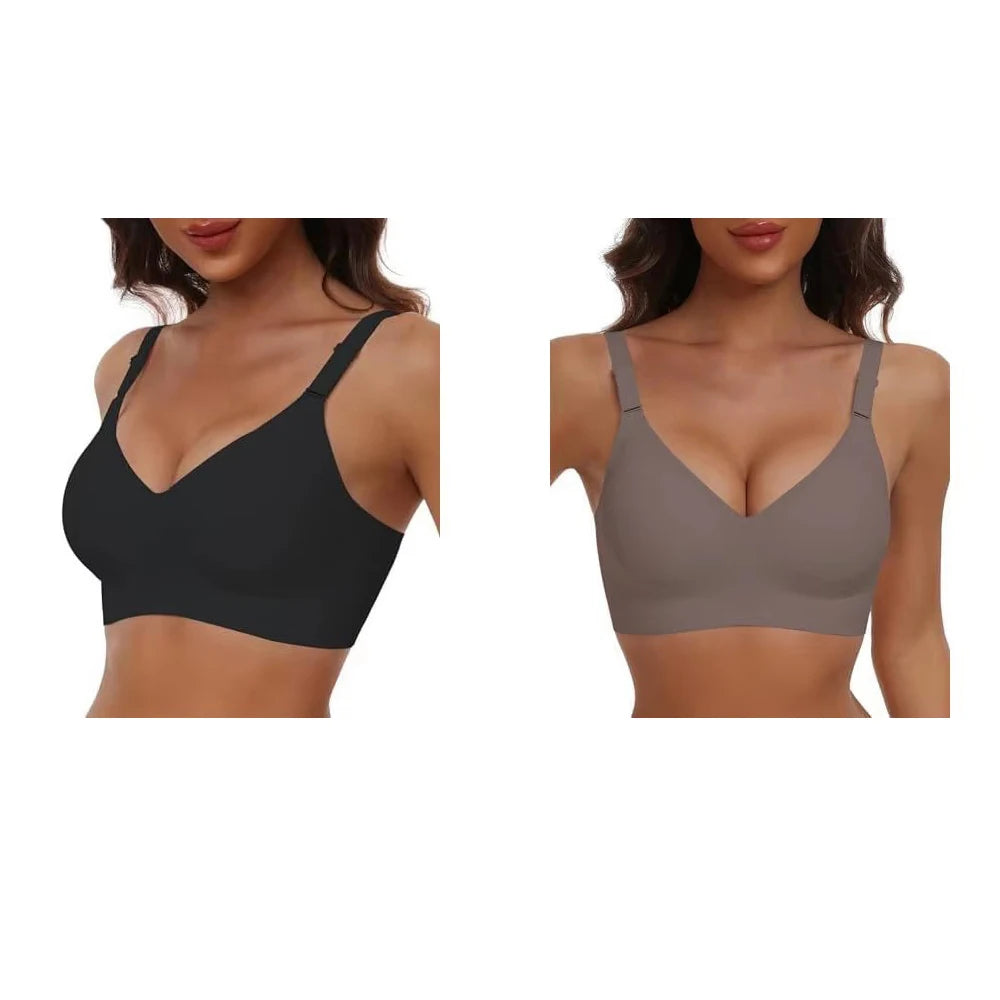 Women's Seamless Underwear 3/4 Cup and Thin Molded Cup Bra Wire-free Shaping Underwear Comfortable and Breathable Push Up
