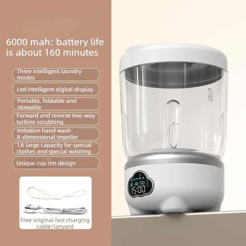 1.6L Foldable Mini Washing Machine Portable  Home Clothes Socks Underwear Cleaning Washing Machine Travel Washing Machine