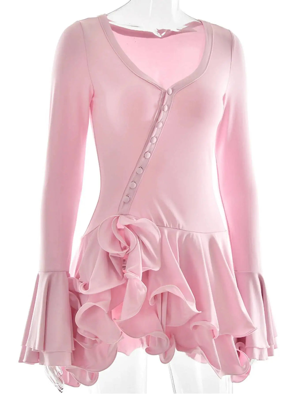 Sexy pink black ruffles mini summer dress women white club birthday party dress woman long sleeve prom evening dresses vestidos
