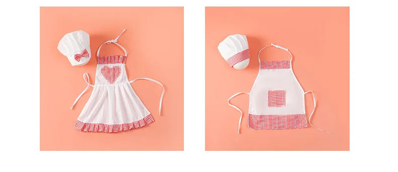Baby Chef Apron Hat  Baby Kids Cook Costume Newborn Photography Props  Outfit Clothing
