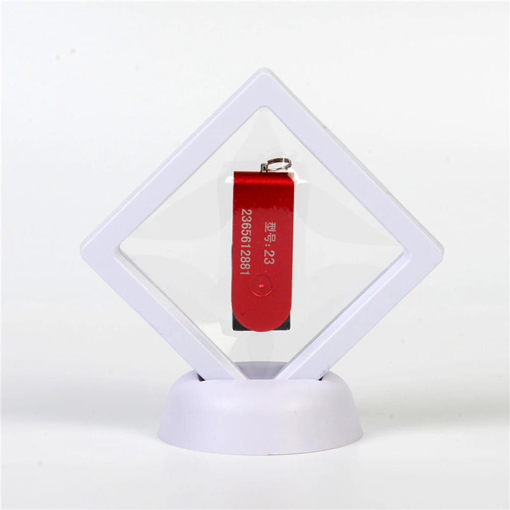 3D Floating Jewelry Coin Display Frame Holder Stand Box Clear Jewelry Ring Coin Ring Pendant Gemstones Display Case