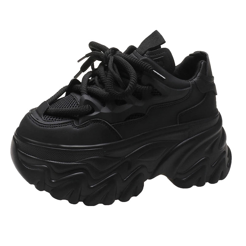 Women Platform Casual Breathable Mesh Shoes 2025 New Summer Chunky Sneakers 8.5CM Wedges Hidden Heels Hollow Leisure Shoes Woman