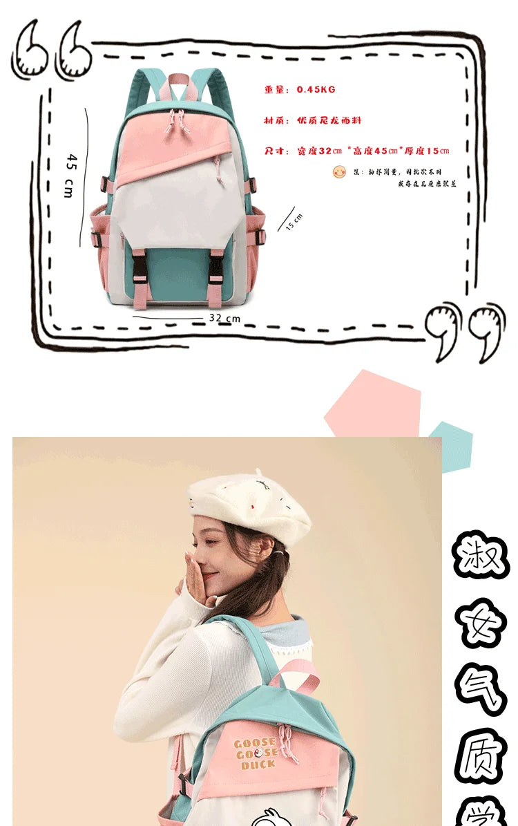 Goose Goose Duck Game Cosplay Rucksack Studenten Schultasche Cartoon Bookbag Laptop Reise-Rucksack Outdoor Jungen Mädchen Geschenke