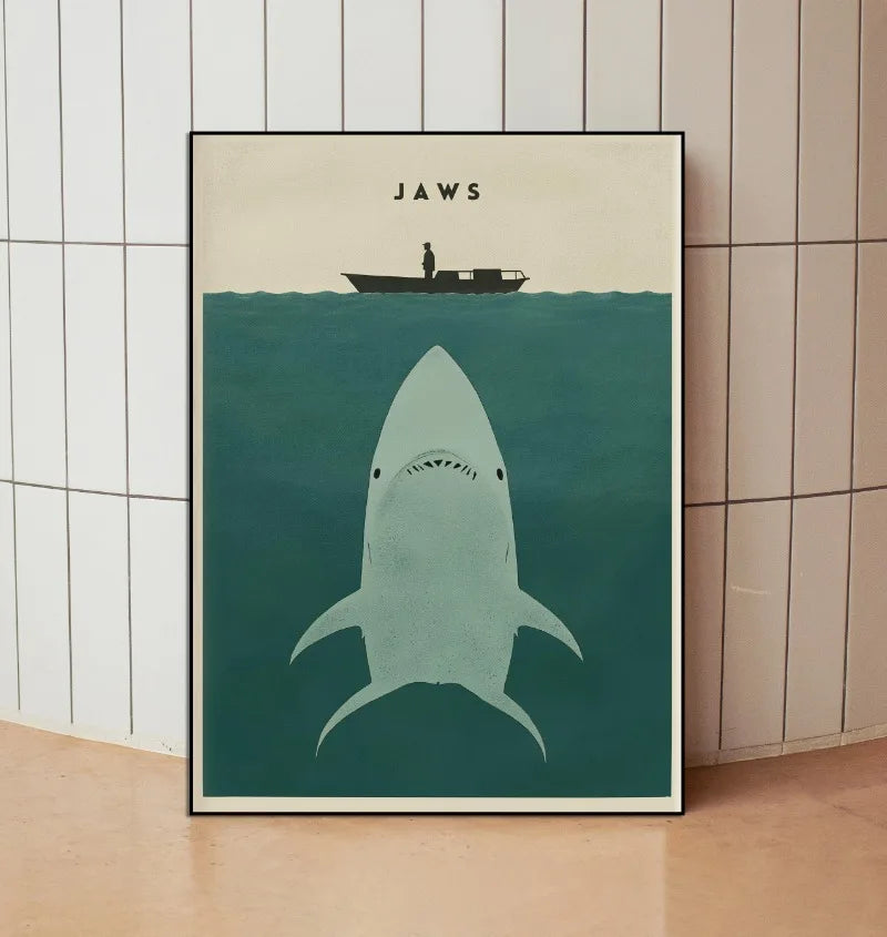 Klassischer Film JAWS Serien Poster Leinwandbilder Zuhause für Wohnzimmer und Schlafzimmer Wand Moderne Deko Rahmenlose Malerei