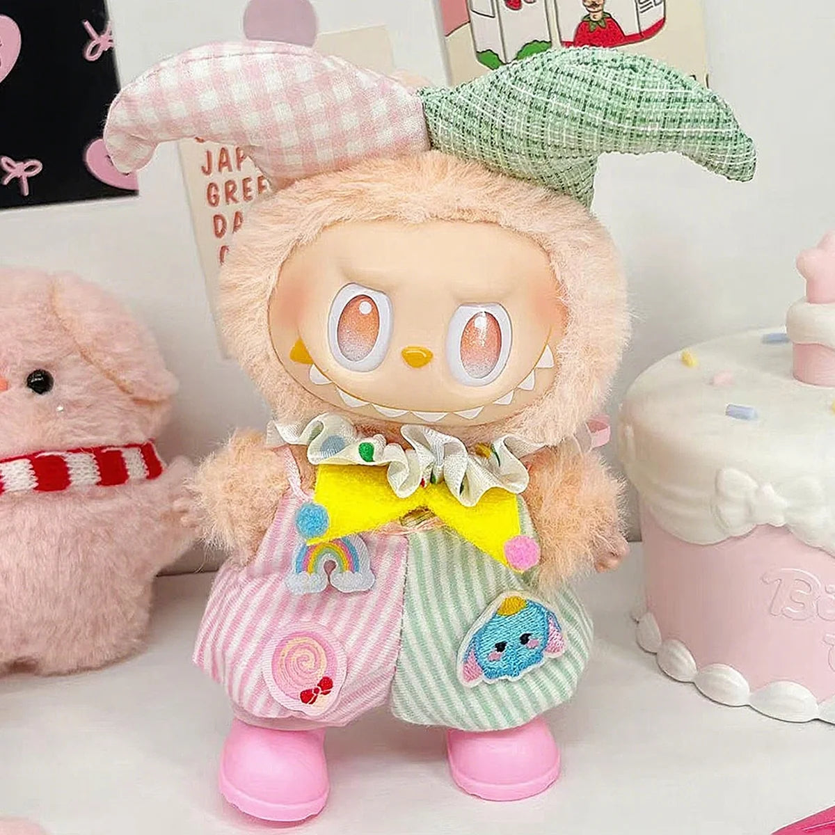 Cute Plush Doll Circus Clown Style Clothes for Labubu Doll DIY Clothes Decoration Accessories Gift
