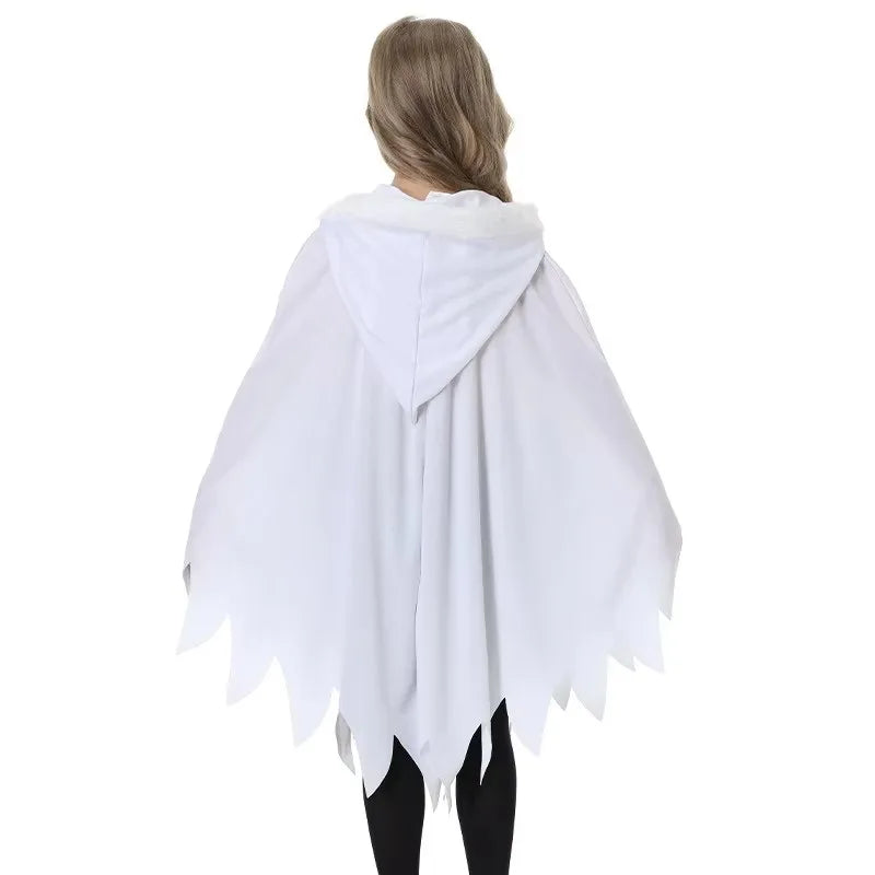 Halloween Costume Ghost Hooded Cape Luminous Glow Face Cloak Black White Ghost Costume For Trick Or Treat Carnival Party Cosplay