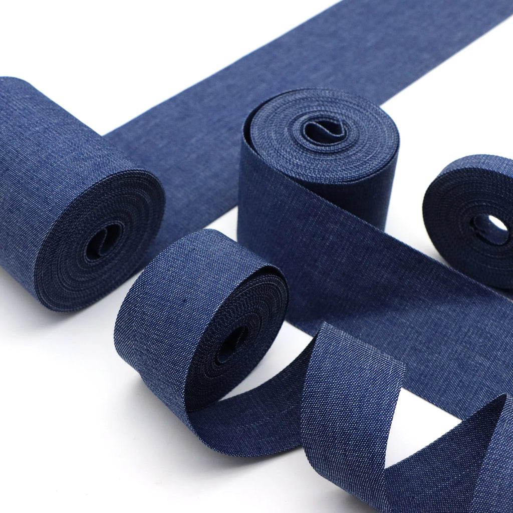 5yards Double Sided Blue Denim Ribbon for Sewing DIY Crafts Clothing Hemming Hair Accessories Home Decor Doll Accessory