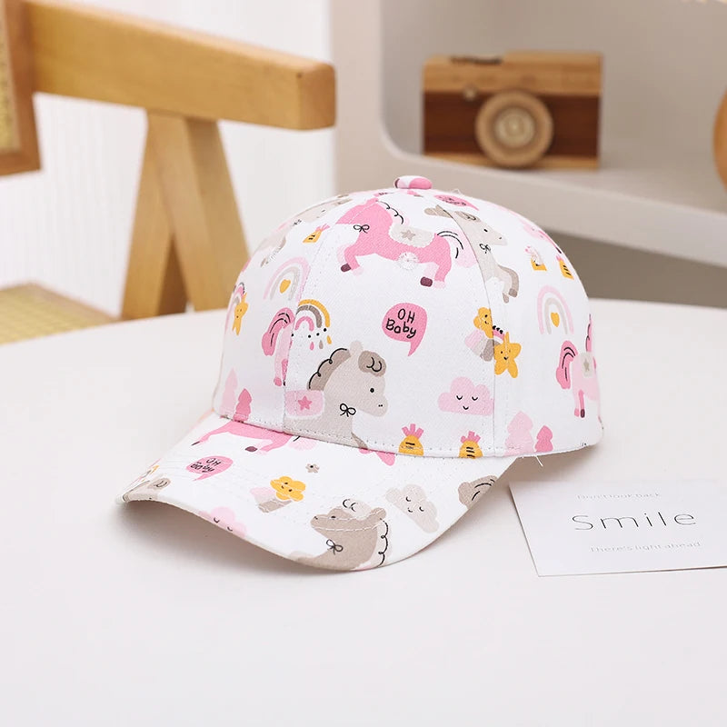 Summer Baby Snapback Hat Cartoon Baby Girls and Boys Visor Cap Outdoor Children Baseball Cap Toddler Sun Hats for Kids