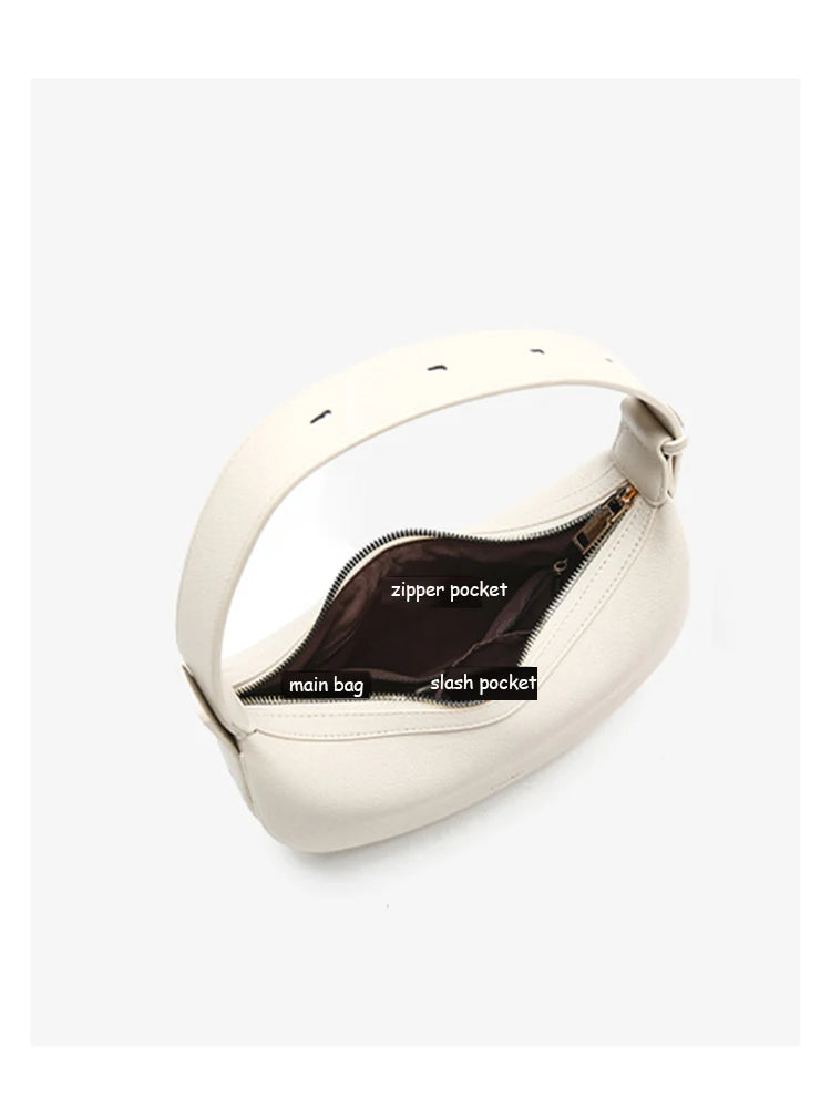 FOXER Brand PU Leather Women's Shoulder Bag Fashion Female Underarm Hobo Bag Crescent Half-moon Bag Travel Small Crossbody Bag