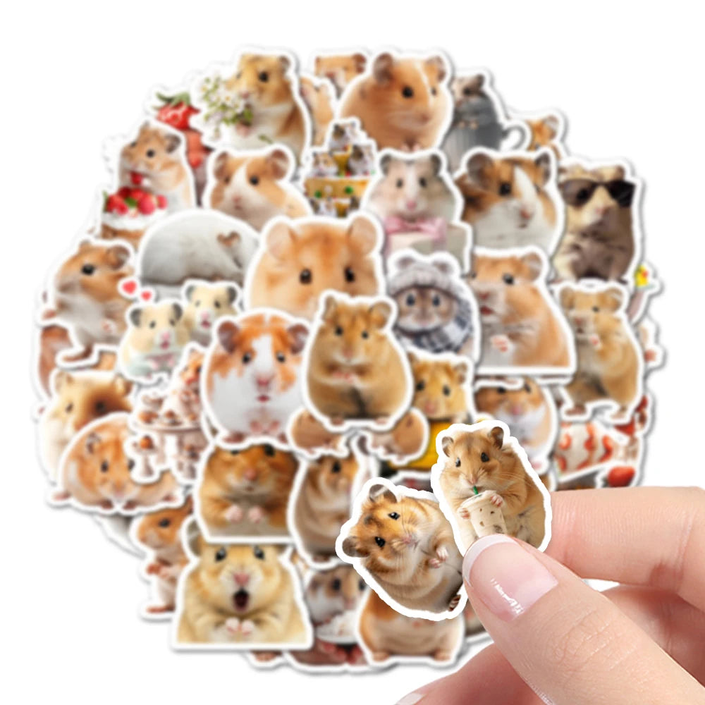48pcs Party small gifts, small hamster stickers can be used for wall tabletop cups and other decorations, party small stickers