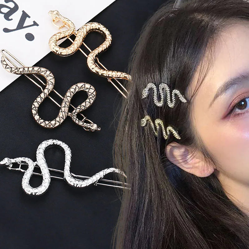 Gothic Punk  Metal Snake Medusa Hairpin Hair Clip for Women Side Bangs Holder Girls Retro Barrettes Jewelry Headwear Accessories