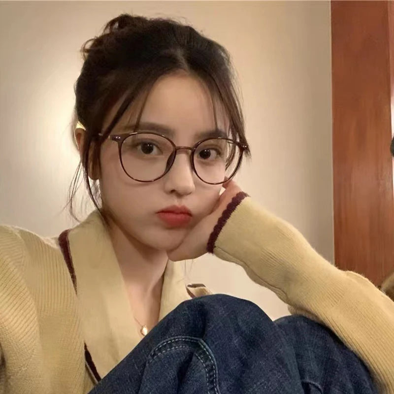 Fashion Anti-Blu Glasses for Women Men Retro Round Eyeglasses Frame Eyewear Anti-Radiation Glasses Universal Computer Eyewear
