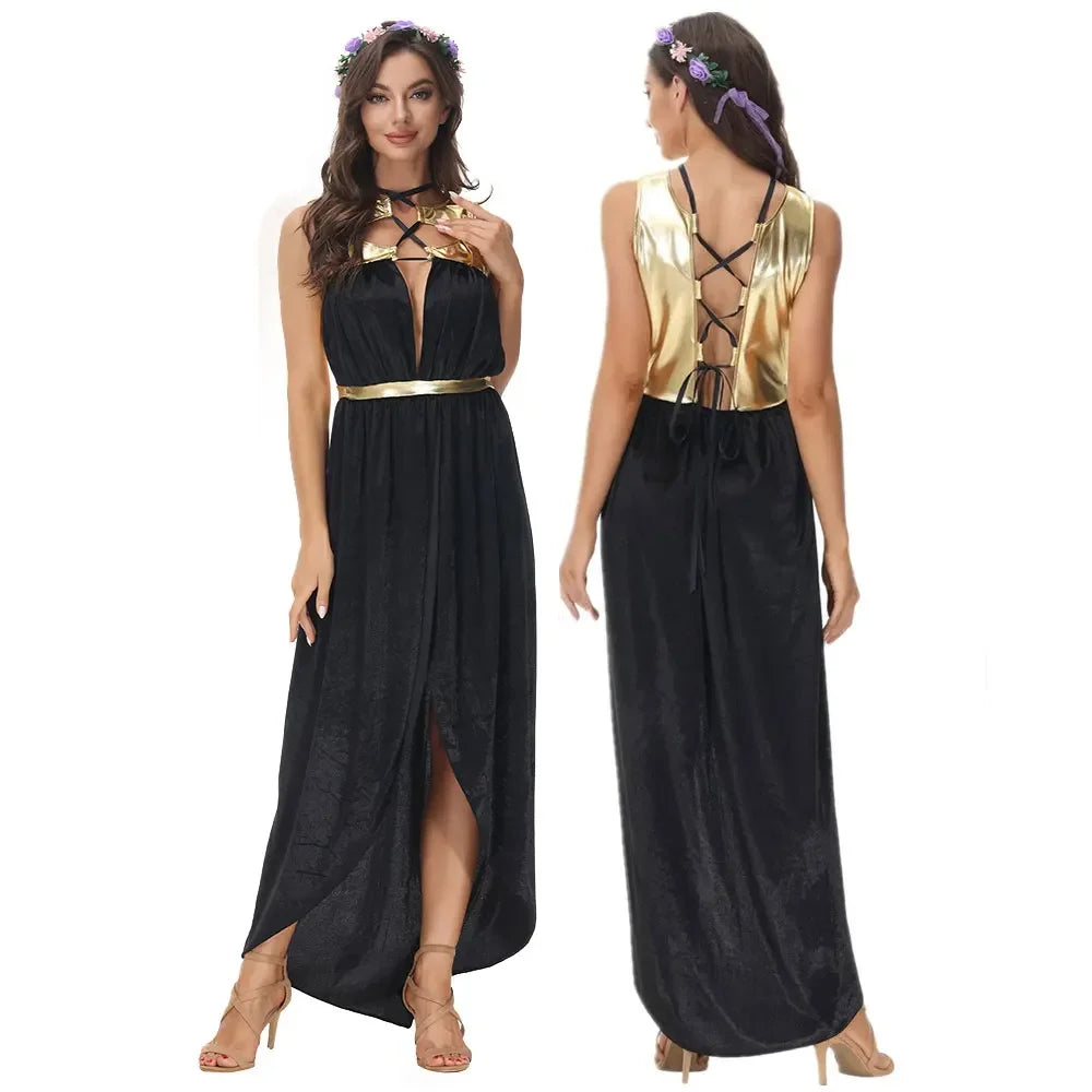 Halloween Costumes for Women Ancient Egypt Egyptian Cleopatra Princess Costume Cosplay Greek Goddess Clothing Fancy Party Dress
