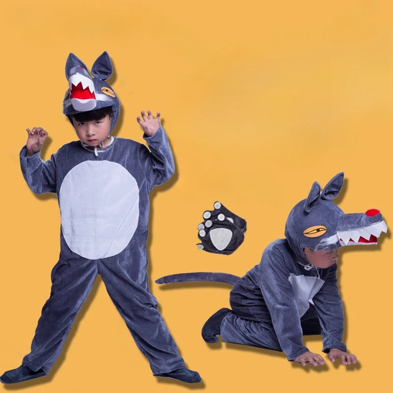 Halloween Children Animal Forest Wolf Costume Role Play school Performance wolf Clothing