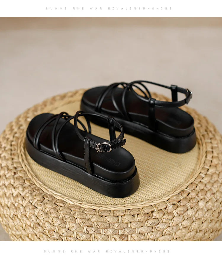 Thick Sole Sandals Women 2026 New Summer Soft Sole Elevated Casual Roman Sandals Small Womens Shoes  Sandalias Mujer  Sandal