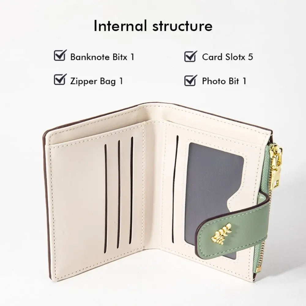 Fashion PU Leather Women Short Wallet Zipper Hasp Small Flowers Card Holder Slim Small Wallet Multi-Cards Coin Purse For Girl